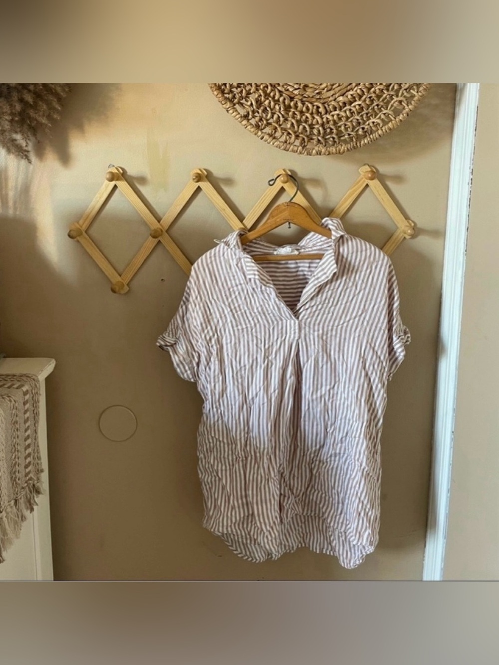 Beach Lunch Lounge striped neutral blouse size small